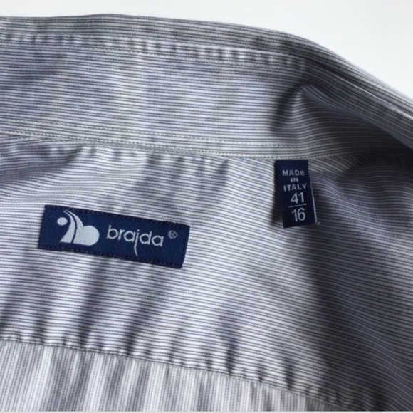 Brajda light gray  pinstripes soft cotton shirt Sz 16 ~ 40 made  in Italy 🇮🇹 - Picture 6 of 11